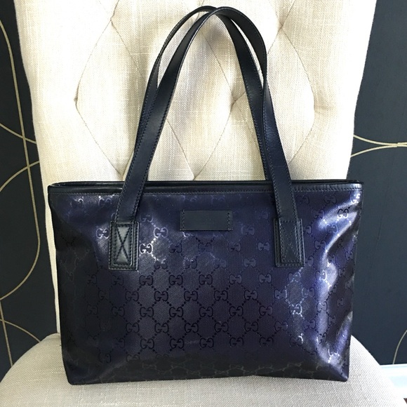 Gucci authentic tote bag navy imprime coated canvas - Picture 1 of 16